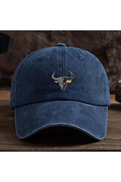 Choice7 Adjustable Navy Blue Fashionable Bull Head Printed Baseball Hat Multi...