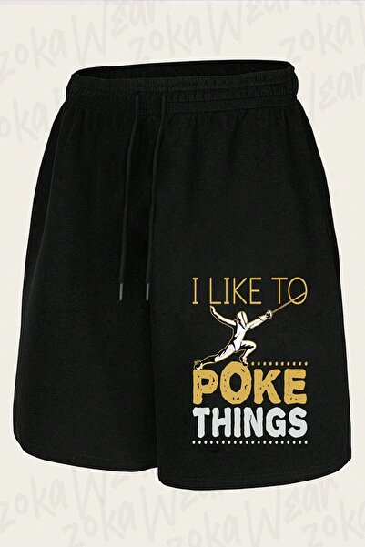 ZOKAWEAR شورت مطبوع بتصميم I Like To Poke Things Fencing للجنسين