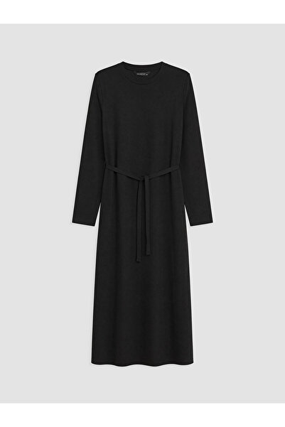 LC Waikiki Lcw Everyday Black Soft Touch Dress with Belt
