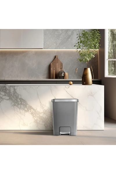 EKO Square Pedal Plastic Trash Can 35 Liters Model HANA-GRY Size 37 x 31 x 51...