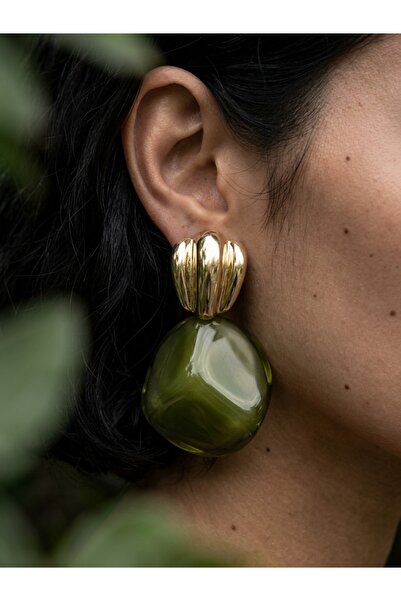 Çi & Sİ Luxury Accessory Gold Detaylı Görünümlü Modern Tasarım Küpe