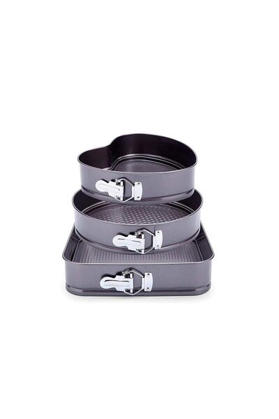DealsReall Set of 3 Cake and Pastry Molds with Detachable Base and Edges, Rou...