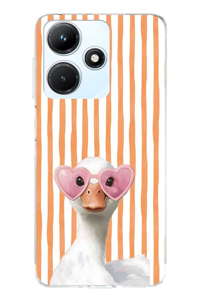 FLAMENKO Infinix Hot 30I Compatible Transparent Phone Case with Heart Glasses...