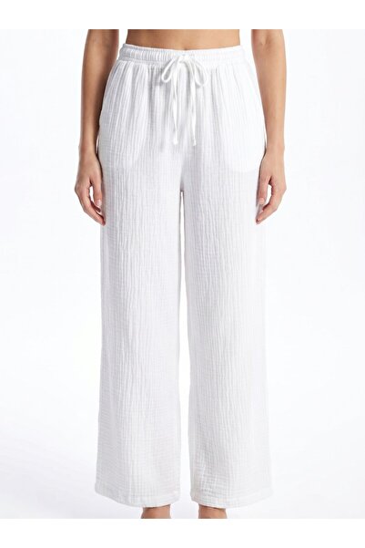 Mulberry Muslin Palazzo Trousers Elastic Waist Comfortable Cut Daily Use Trou...
