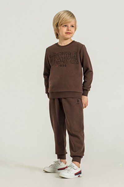 U.S. Polo Assn. Boy's Embroidered Green Long Sleeve Tracksuit Set Us2610-C-V2