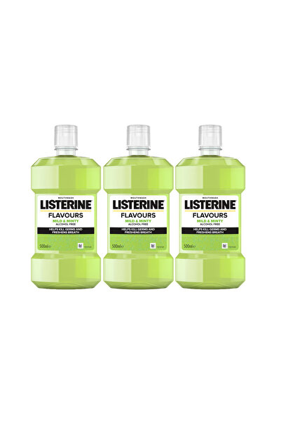 Listerine Flavours Mild & Minty Alkolsüz Ağız Gargarası 500ml (3 Adet)