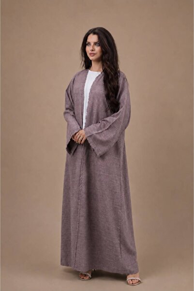 Ophelia Linen Open Front Kimono Set with Matching Hijab & Inner Dress