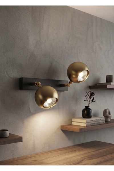 demet habek mylights Modern Double Matte Gold Globe Subar Sconce Ceiling Chandelier Movable Head Fixture Spotlight Os Ram Led Bulb 3000K Daylight