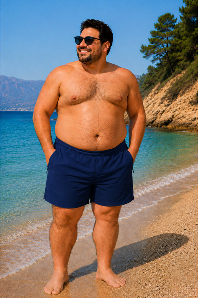 PİAURA Pantaloni scurți de baie pentru bărbați, mărime mare, bleumarin - buzu...