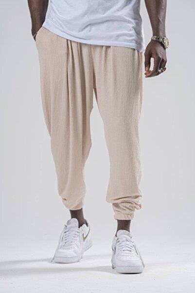 FıttingRoom Elastic Waist Pleated Cream Half Shalwar