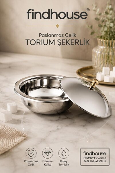 findhouse 304 Paslanmaz Çelik Büyük Boy Torium Şekerlik Ev , Cafe , Çay Bahçe...