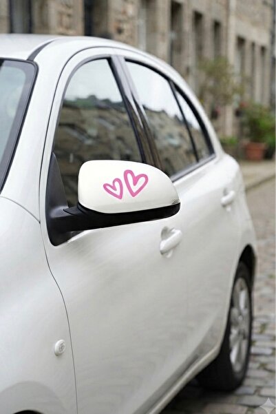 Yalıgraf Reklam Tabela Pembe Kalp 2’li Ayna Oto Sticker Motor Sticker Tatlı S...