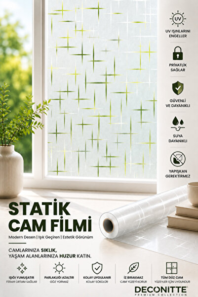 Deconitte Desenli Statik Buzlu Cam Filmi Mahremiyet Sağlayan Cam Pencere Duşa...