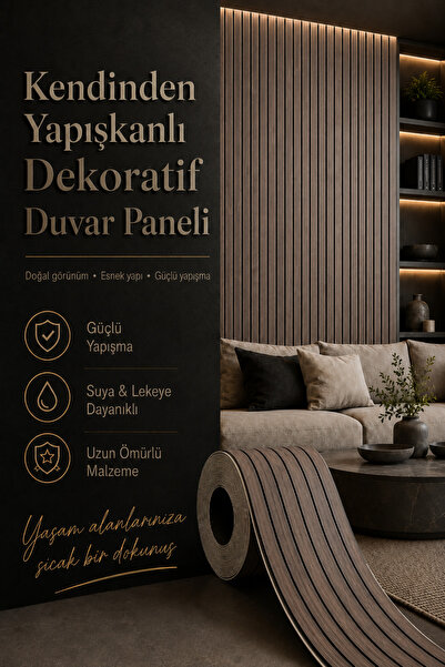DibiDip Kendinden Yapışkanlı Isı Ses Yalıtımlı 3D Ahşap Dokulu Duvar Paneli 3...