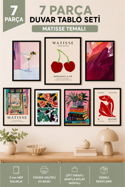 UNT 7-Piece Matisse Themed Frame-Style Painting Set - 3mm Uv Printing