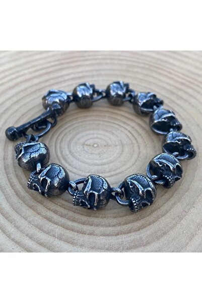 Viking Kurukafa Skull Klipsli Gotik Tarz 316L Paslanmaz&Kararmaz Saf Çelik Bi...