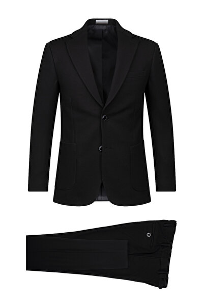 Hatemoğlu Siyah Slim Fit Mono Yaka Takım Elbise