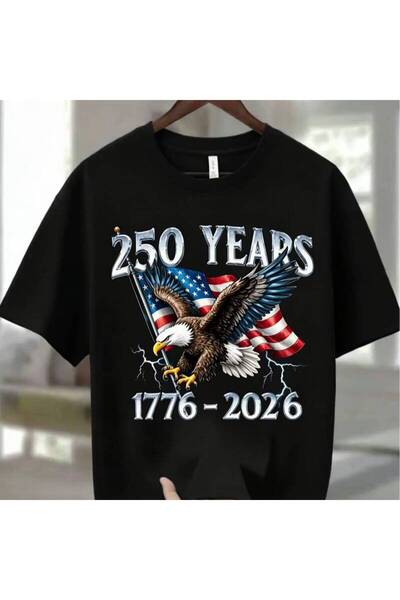 17 seramik Mens Crew Neck T Shirt 250 Years 1776 2026 American Flag Bald Eagl...