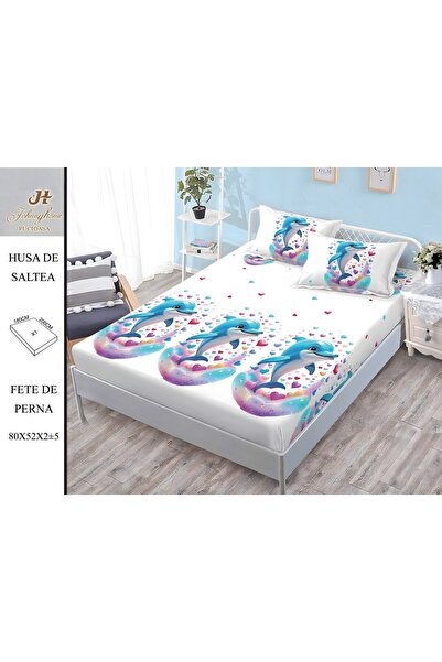 naniland.ro Husă de Pat Finet 2 Persoane 3 Piese cu Elastic 180x200 cm, Model...