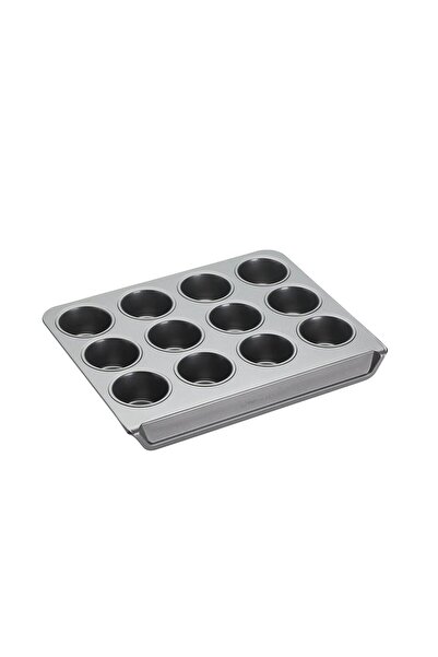 Kitchen Craft Tava de copt pentru briose, 12 forme, Otel carbon, grafit, 37x2...