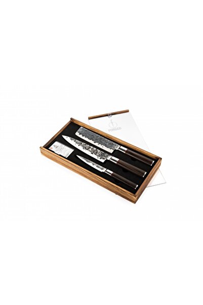 Forged Set 3 cutite, Forged, Otel/Lemn, Argintiu