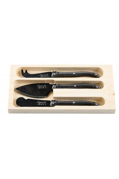 LAGUIOLE Set 3 cutite pentru branza Laguiole, inox, maner plastic, negru