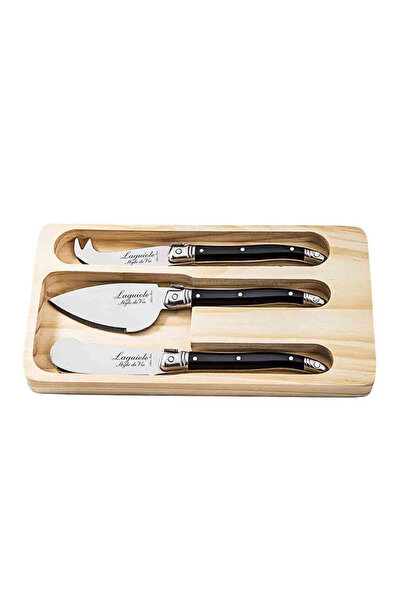 Style de Vie Set 3 cutite pentru branza Laguiole, Negru/Argintiu