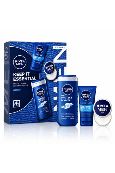 Nivea Men Set cadou Keep It Essential – Gel de duș 250 ml, Gel de curățare fa...
