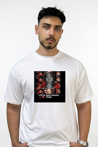 Anetos Cardi B_43 Design Printed Oversize White T-Shirt