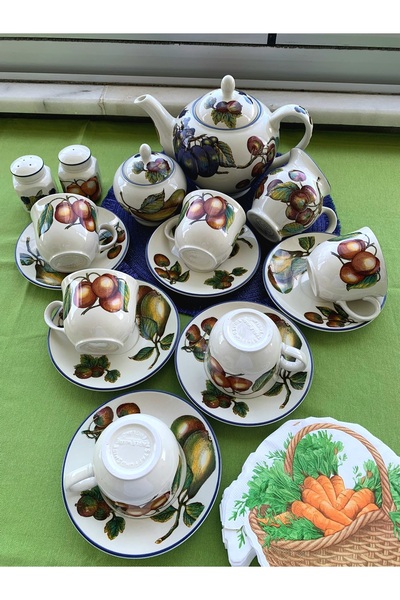 Staffordshire Autumn Fayre Serisi English Countryside Tarzı Elma Erik Çilek M...