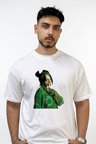 Anetos Billie Eilish_86 Design Printed Oversize White T-Shirt
