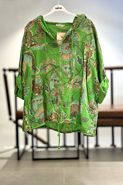 sahnemoda Filiz pattern zippered hooded imported jacket