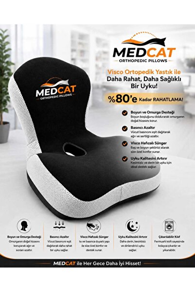 MedCat 5D Tasarım Visco Bel Ve Oturma Minderi , Araba Minderi , Ofis Koltuk M...