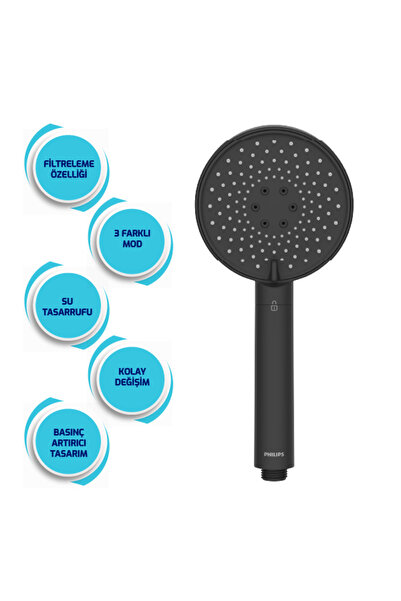 Philips Filtreli Duş Başlığı Cilt ve Saç Dostu Ash1516bk Siyah