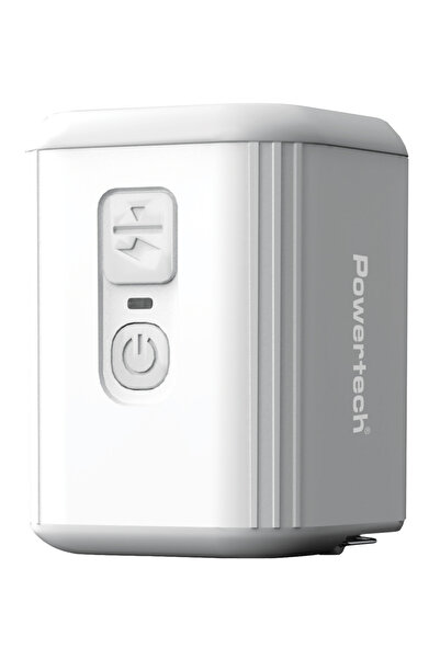 POWERTECH μίνι τρόμπα PT-1553 με φακό, 5W, επαναφορτιζόμενη, λευκή