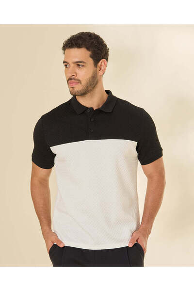 REDTAG Men Ivory Jacquard Polo Shirt