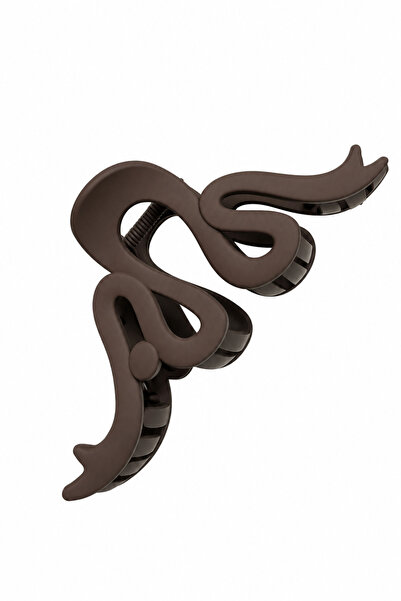 Jack Ferrero Modern Wavy Design Matte Brown Hair Clip Claw Clip for Women