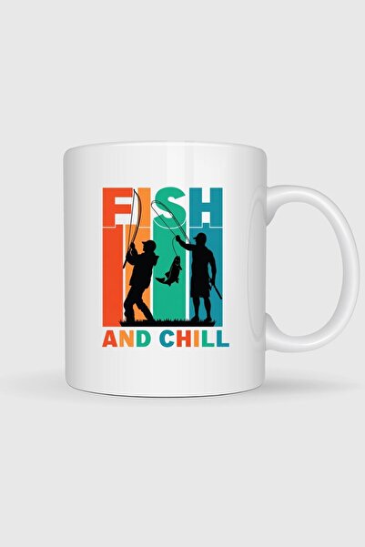 Bahriyeli Collection كوب مطبوع عليه Fish And Chill