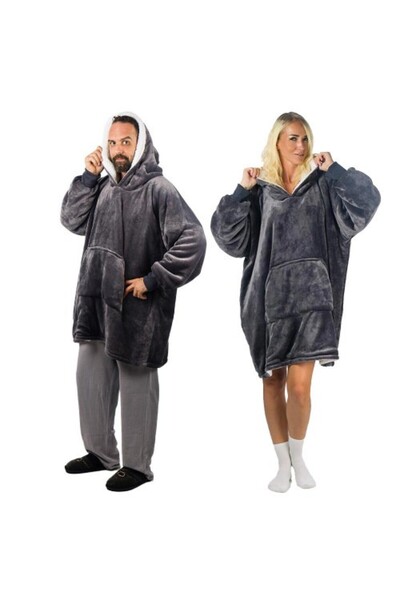 HomeVero Comfort Blanket Βελούδινη Oversized Μπλούζα - Κουβέρτα HV-CB-G Γκρι