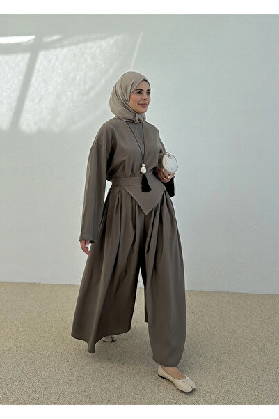 MODA AKSA 2415 KETEN ETEK PANTOLON yeşil
