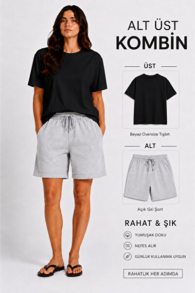 JULİA MODA Women's Shorts-T-Shirt Set Breathable Lightweight Fabric Maximum C...