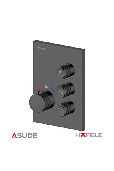 Hafele Mastermix 3F Ankastre Banyo Bataryası Mat Siyah