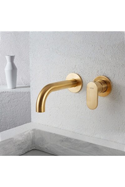 ARMANDO VICARIO Slim Brushed Gold Μπαταρία Νιπτήρος Εντοιχισμού 2 Οπών