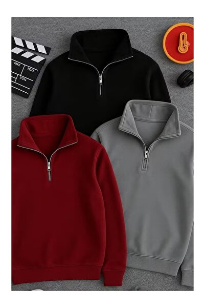 ZİYMO Unisex Zippered Stand-Up Collar Triple Advantage Comfortable Cut Sweats...