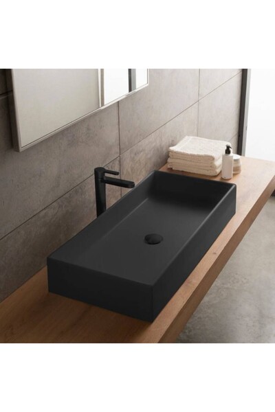 SCARABEO Teorema 60 5101-401 Black Matt Πορσελάνινος Νιπτήρας Μπάνιου Επιτραπ...