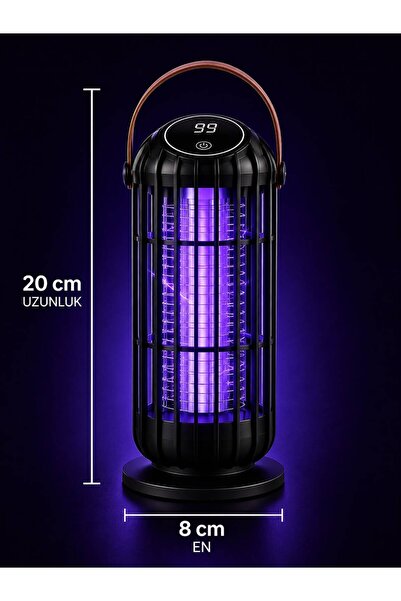 kawigo W8 Şarjlı Elektrikli Sinek Öldürücü Lamba Dijital Ekranlı Sinek Öldürücü Type-C Şarjlı, UV Mor Işıklı, Kablosuz Sivrisinek Öldürücü