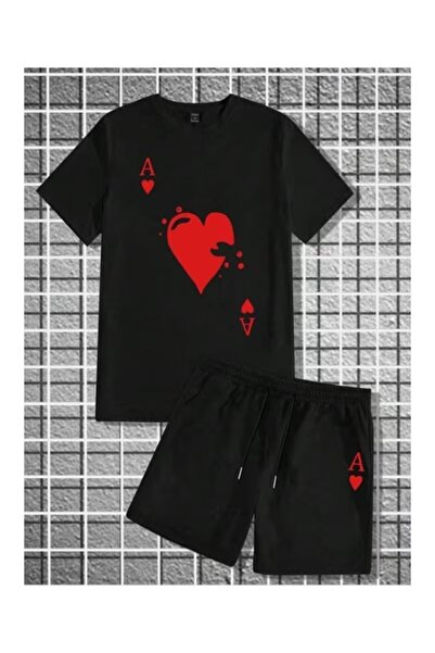 cto your style Set pantaloni scurți cu imprimeu inimă pentru bărbați, 100% bu...