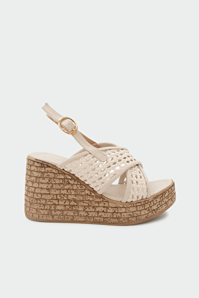 LAMİNTA Grove Cross Detailed Platform Women's Tan Sandals