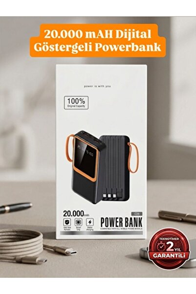 TEKNOTİMER 20.000MAH Dijital Göstegeli PD Powerbank Kendinden Kablolu ve Diji...