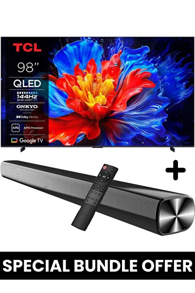 TCL 98-Inch P8K QLED 4K Smart TV + 2.0 Channel Premium Soundbar (2025 Model) ...
